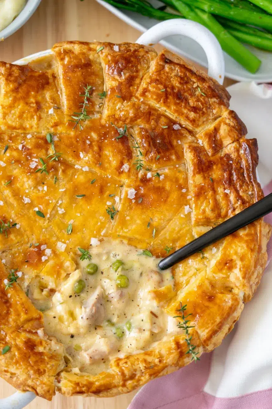 Creamy Chicken and Leek Pot Pie Close Up