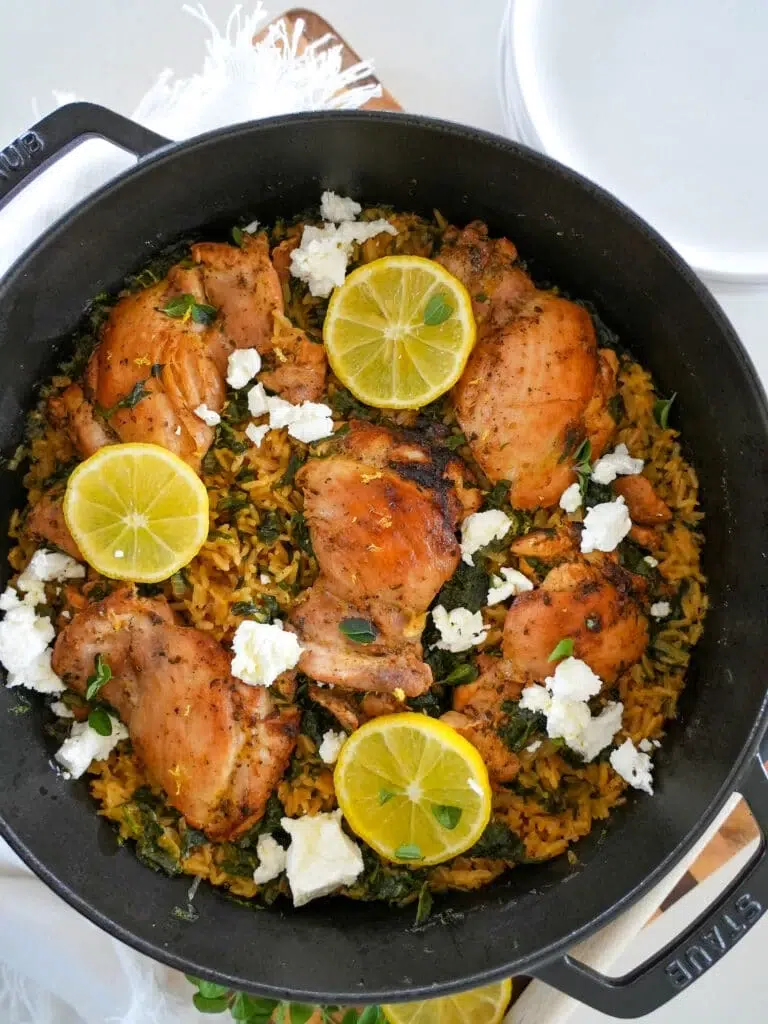 One Pot Greek Chicken and Rice Recipe